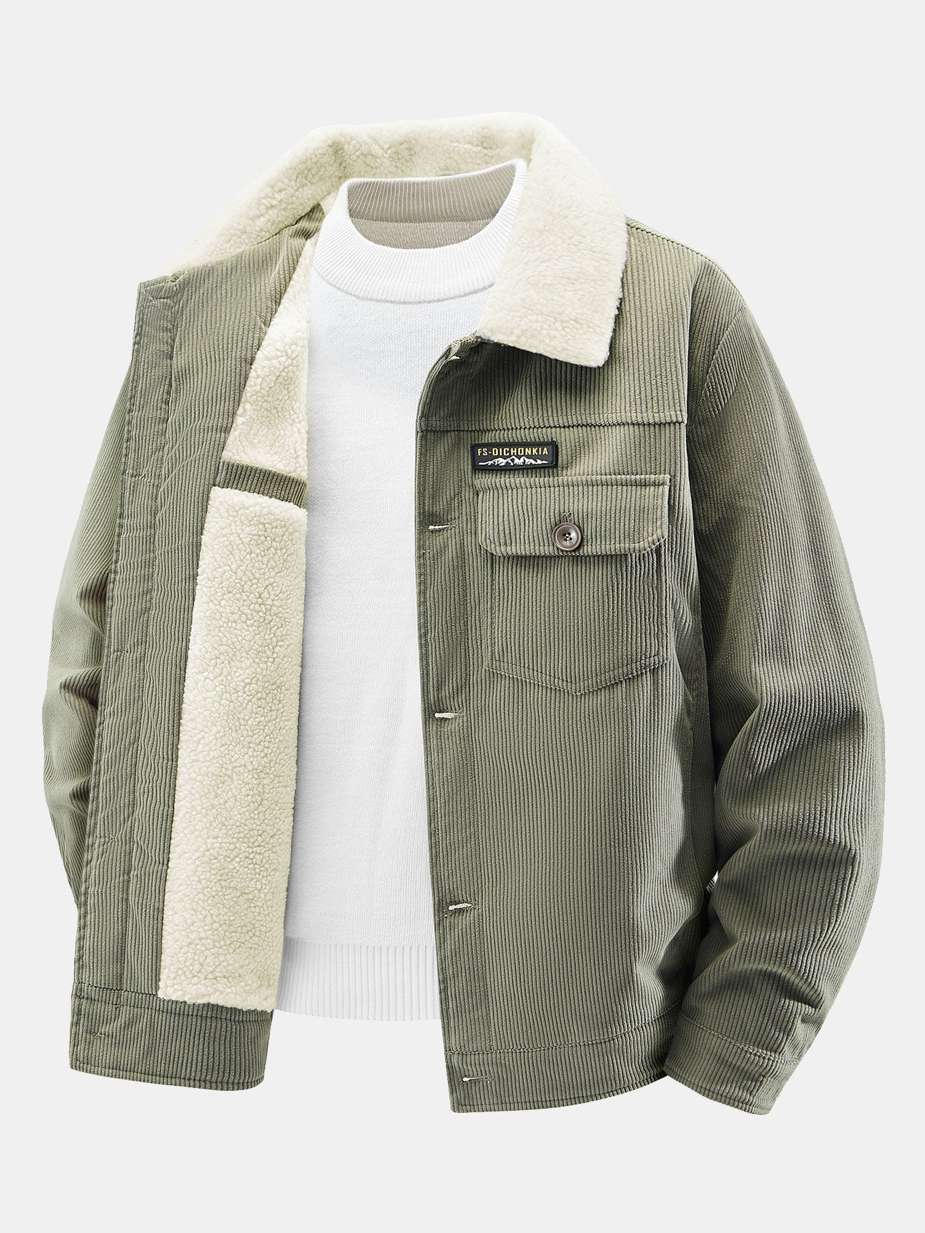 Chaqueta de pana con botones y forro de vellón Teddy