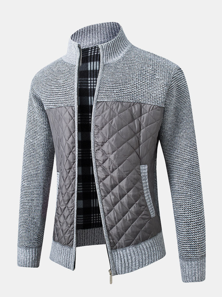 Quilted Patchwork Zip Up Sweater