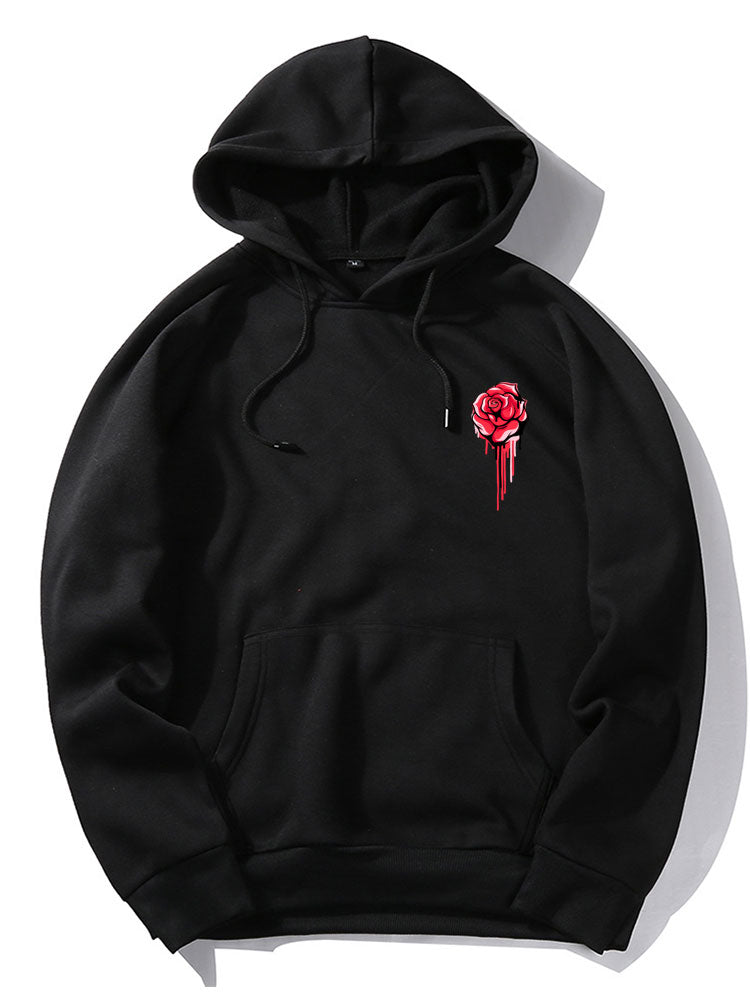 Red Rose Print Hoodies