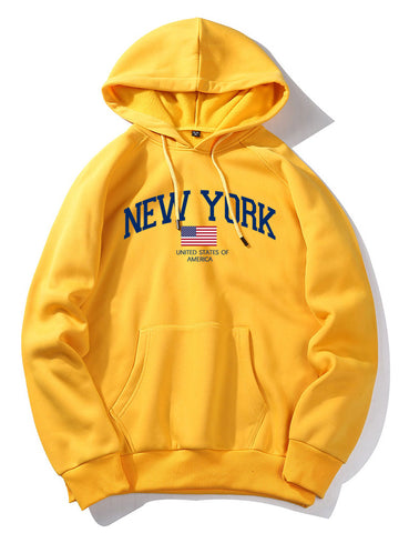 New York Flag Print Hoodie